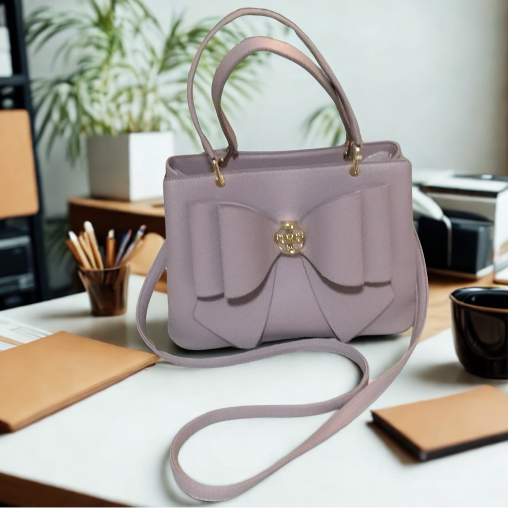 Purple Shoulder Bag with Bow Detail